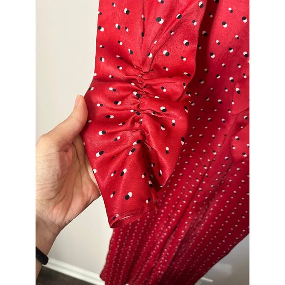 House of Harlow 1960 x Revolve sz. XS Vera Polka Dot Print Jumpsuit Red - Picture 6 of 12